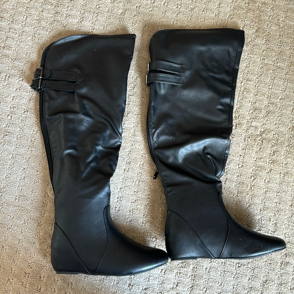 Knee high zip up back boots; Angel by Journee Collection